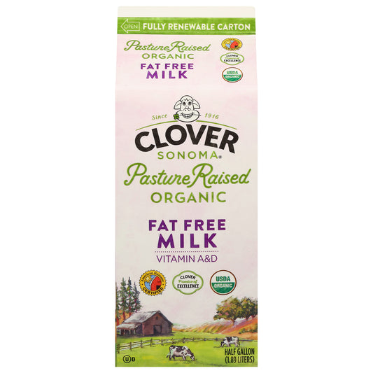 Clover Sonoma Fat Free Organic Milk 0.5 gal