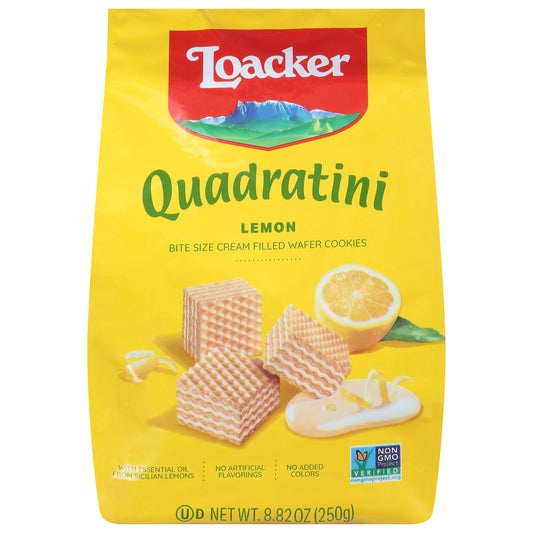 Loacker Quadratini Lemon Wafer Cookies Bite Size 8.82 oz
