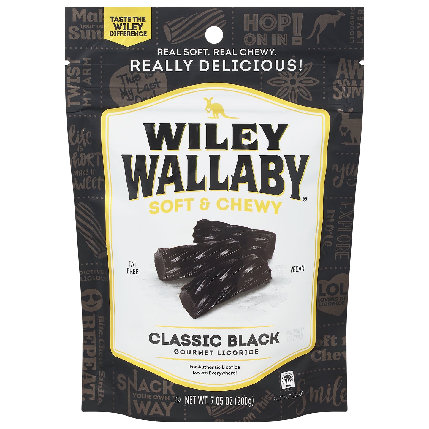 Wiley Wallaby Soft & Chewy Gourmet Classic Black Licorice 7.5 oz