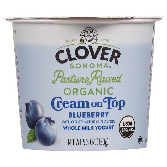 Clover Sonoma Organic Whole Milk Cream on Top Blueberry Yogurt 5.3 oz