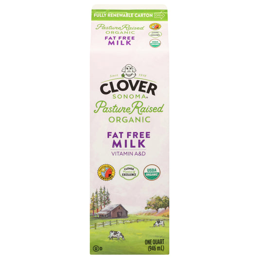 Clover Sonoma Fat Free Organic Milk 1 qt