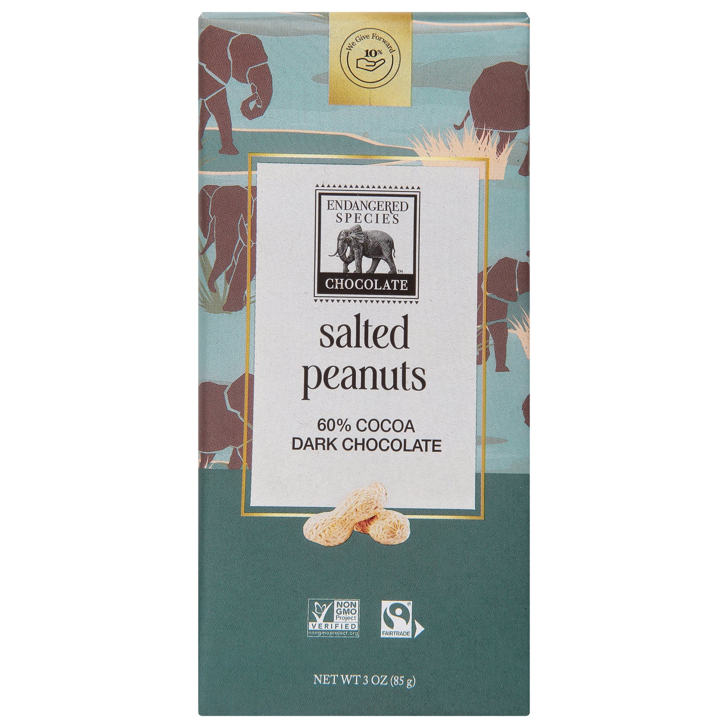 Endangered Species 60% Cocoa Salted Peanuts Dark Chocolate 3 oz