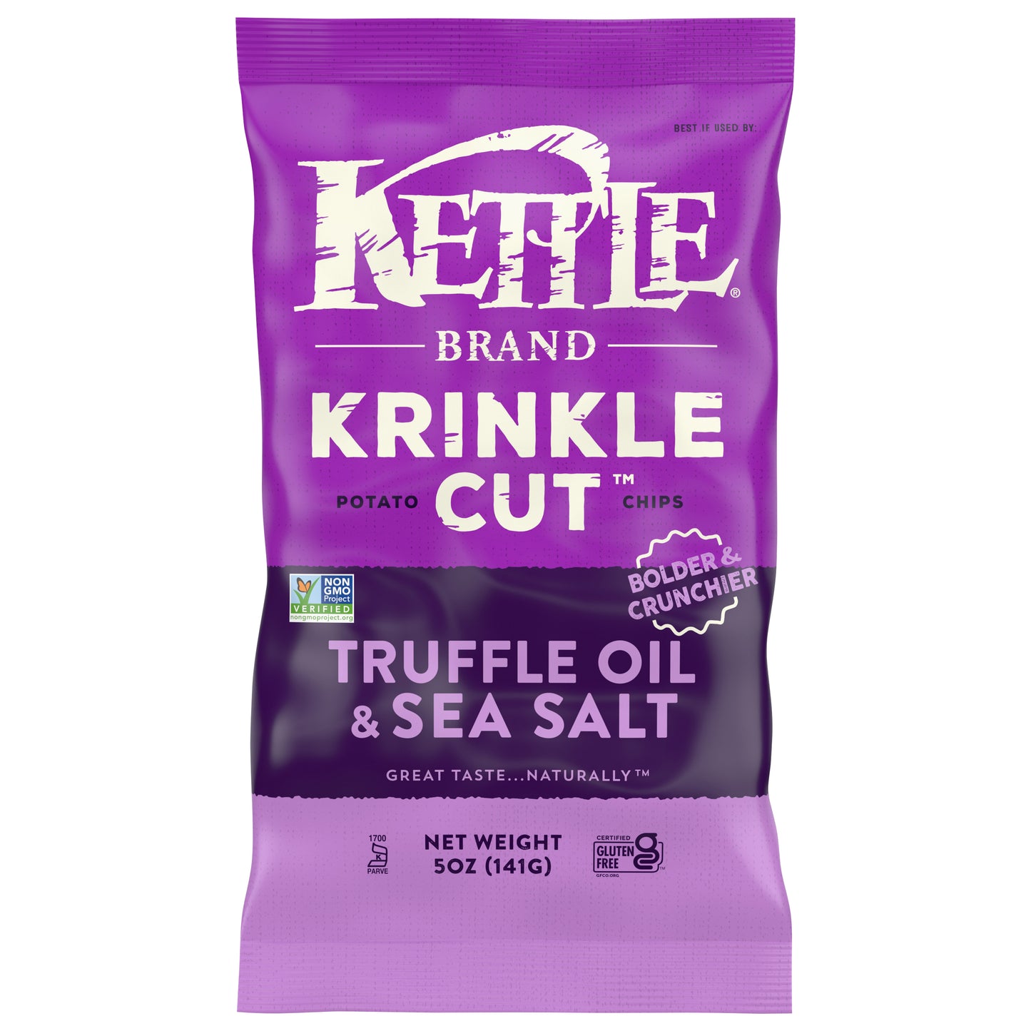 Kettle Brand Potato Chips, Krinkle Cut, Truffle Oil and Sea Salt Kettle Chips, 5 Oz