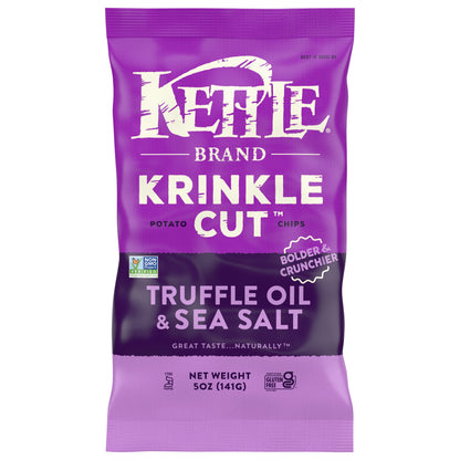 Kettle Brand Potato Chips, Krinkle Cut, Truffle Oil and Sea Salt Kettle Chips, 5 Oz