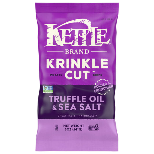 Kettle Brand Potato Chips, Krinkle Cut, Truffle Oil and Sea Salt Kettle Chips, 5 Oz