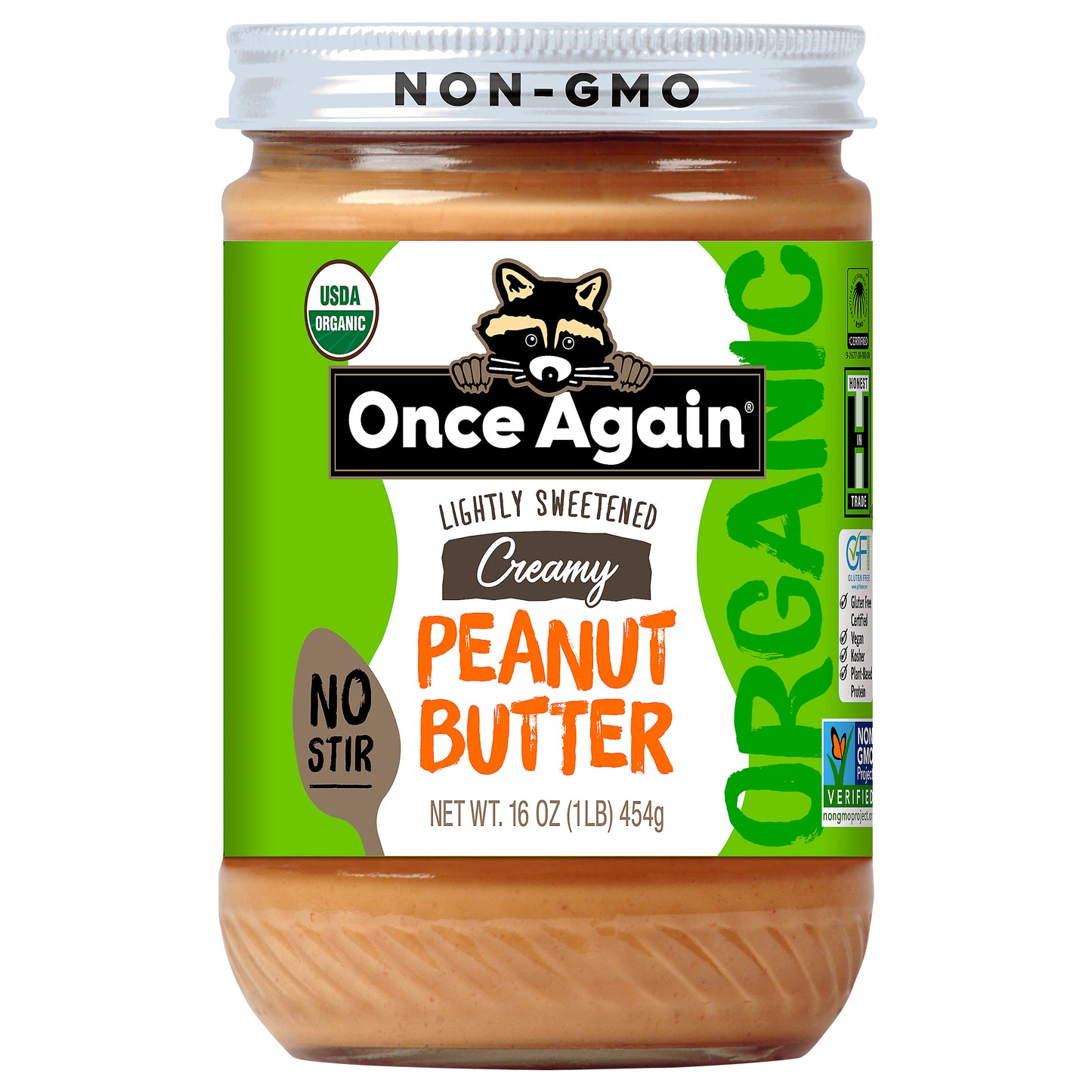Once Again Organic Lightly Sweetened Creamy Peanut Butter 16 oz