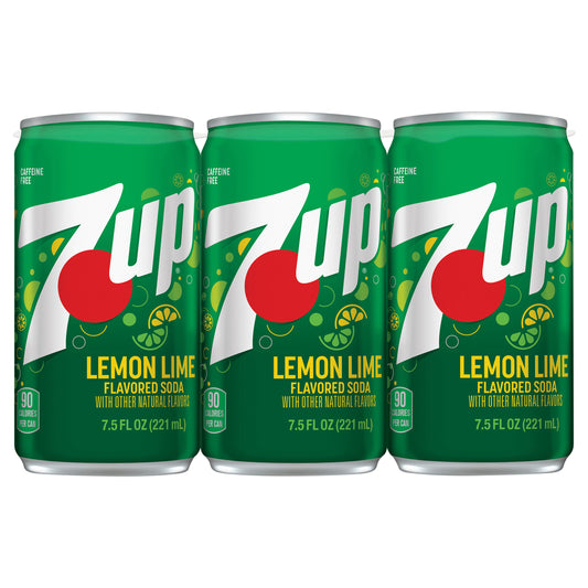 7UP Lemon Lime Soda, 7.5 fl oz cans, 6 pack