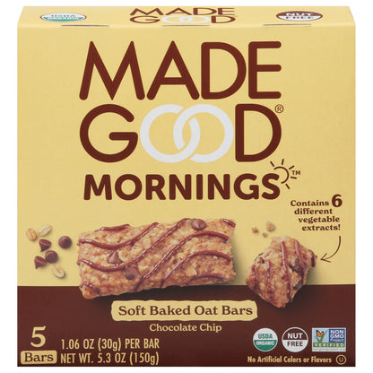 MadeGood Soft Baked Chocolate Chip Oat Bars 5 - 1.06 oz