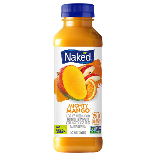 Naked No Sugar Added, Non GMO Mighty Mango Fruit Juice, 15.2 Fl Oz, Bottle