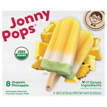 JonnyPops Organic Pineapple Water Pops 8 PK