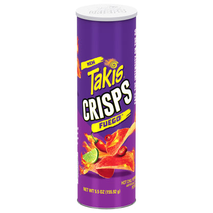 TAKIS Crisps Fuego Hot Chili Pepper & Lime Potato Crisps Canister 5.5 Oz (155.92g)