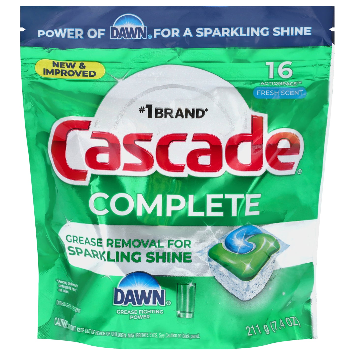 Cascade Complete Fresh Scent Dishwasher Detergent 16 ActionPacs