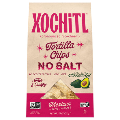Xochitl No Salt Tortilla Chips 10 oz Made with Avocado Oil