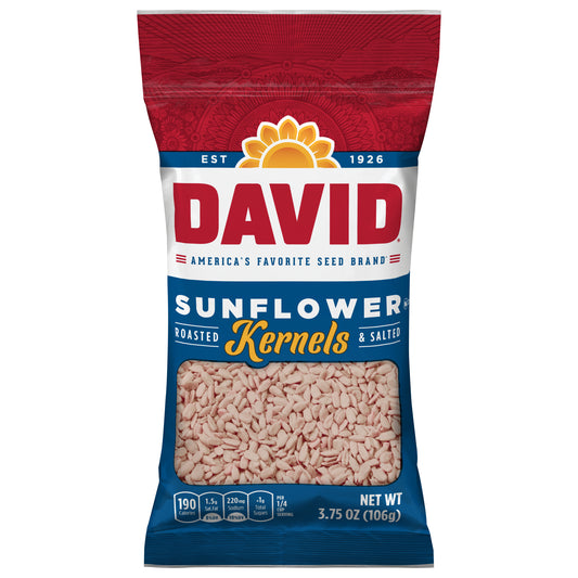 DAVID Seeds Salted and Roasted Sunflower Kernels, Keto Friendly Snack, 3.75 OZ Bag