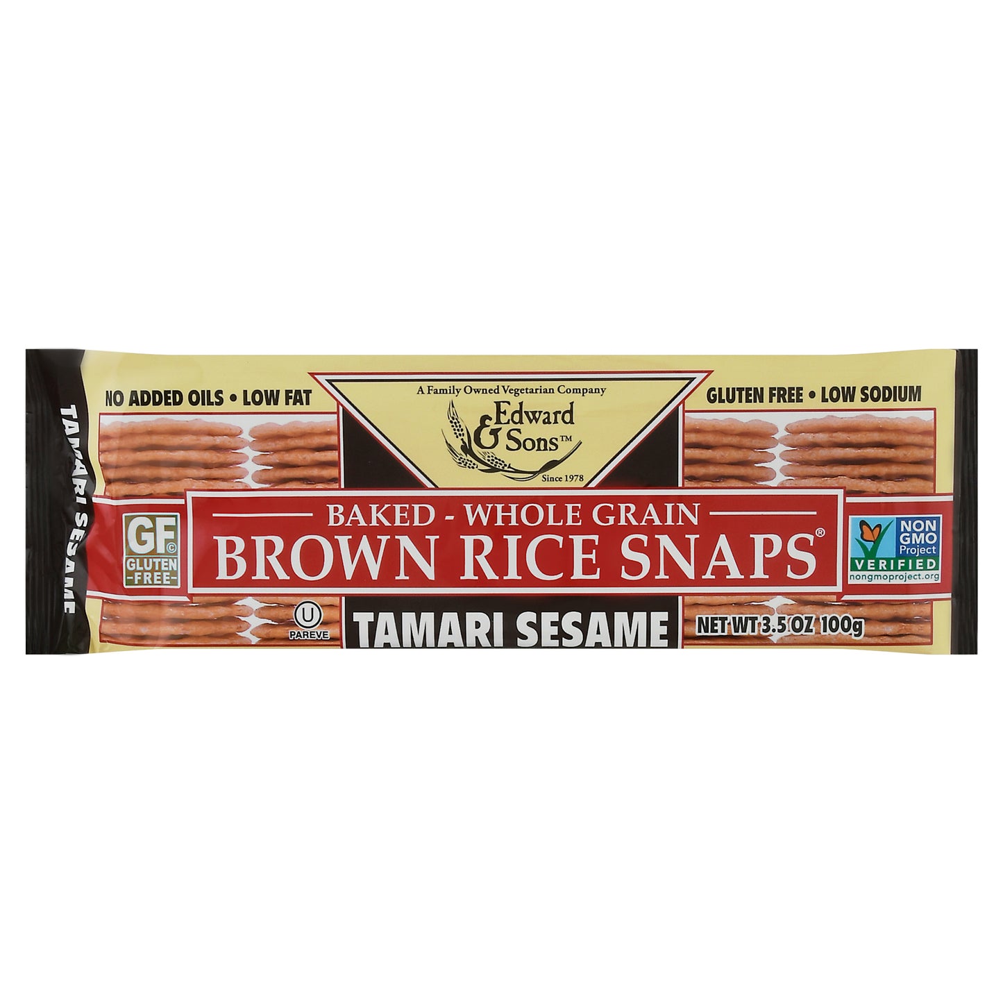 Edward & Sons Tamari Sesame Baked Brown Rice Snaps 3.5 oz Bag