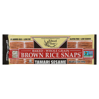 Edward & Sons Tamari Sesame Baked Brown Rice Snaps 3.5 oz Bag