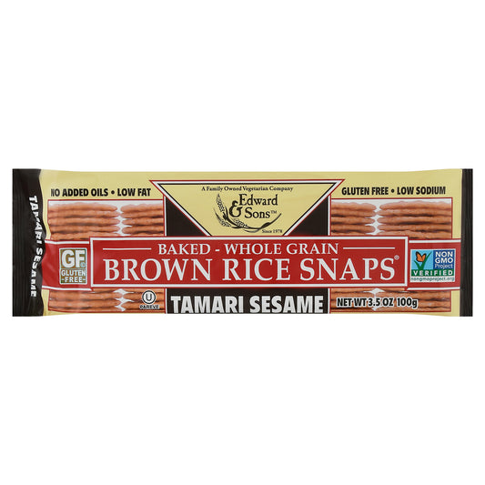 Edward & Sons Tamari Sesame Baked Brown Rice Snaps 3.5 oz Bag