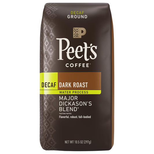 Peet's Coffee, Decaffeinated Major Dickason's Blend Dark Roast Ground Coffee - 10.5oz Bag