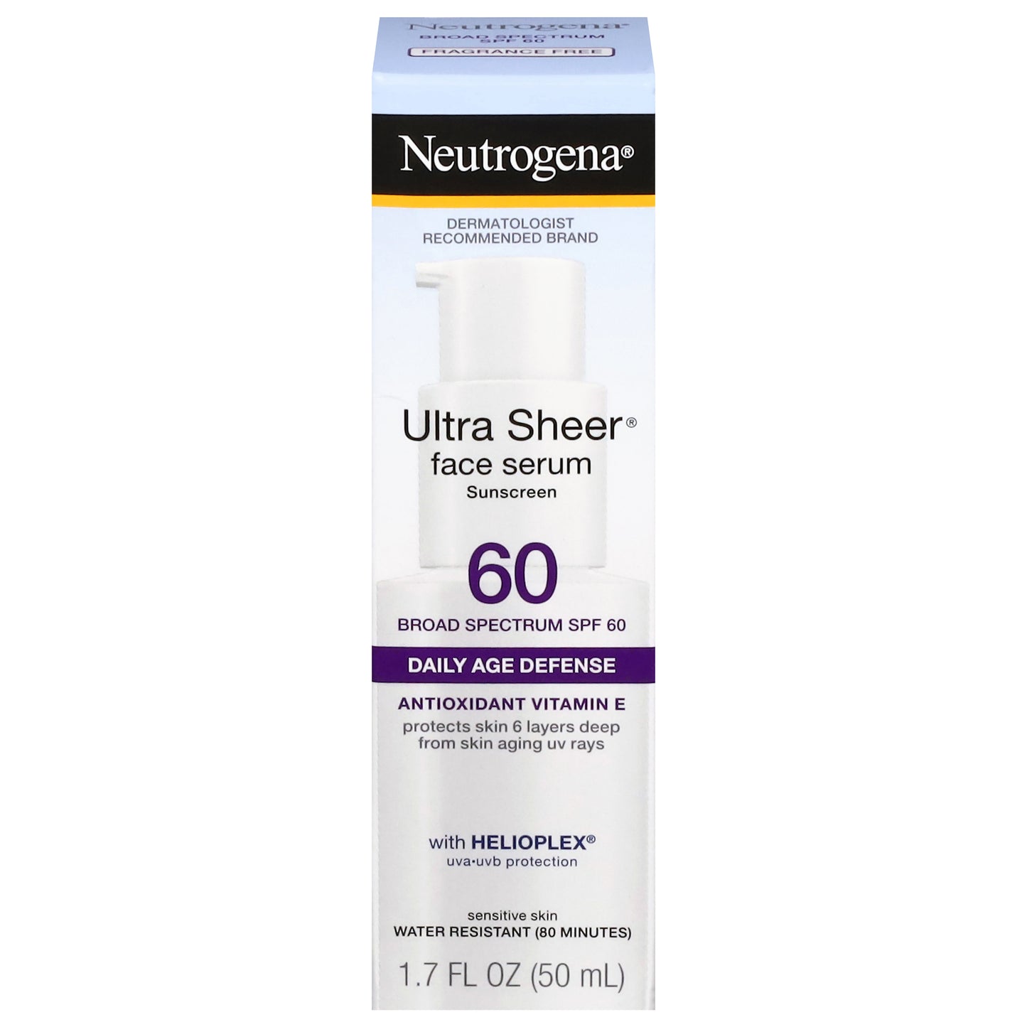 Neutrogena Ultra Sheer Face Serum Broad Spectrum SPF 60 Sunscreen 1.7 fl oz