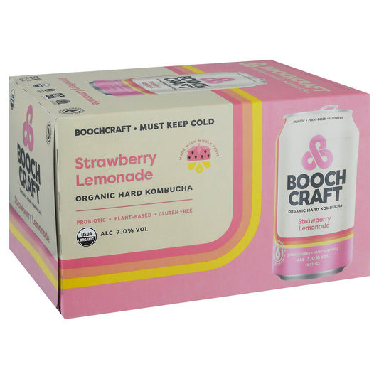 Boochcraft Organic Strawberry Lemonade Hard Kombucha 6 - 12 fl oz Can