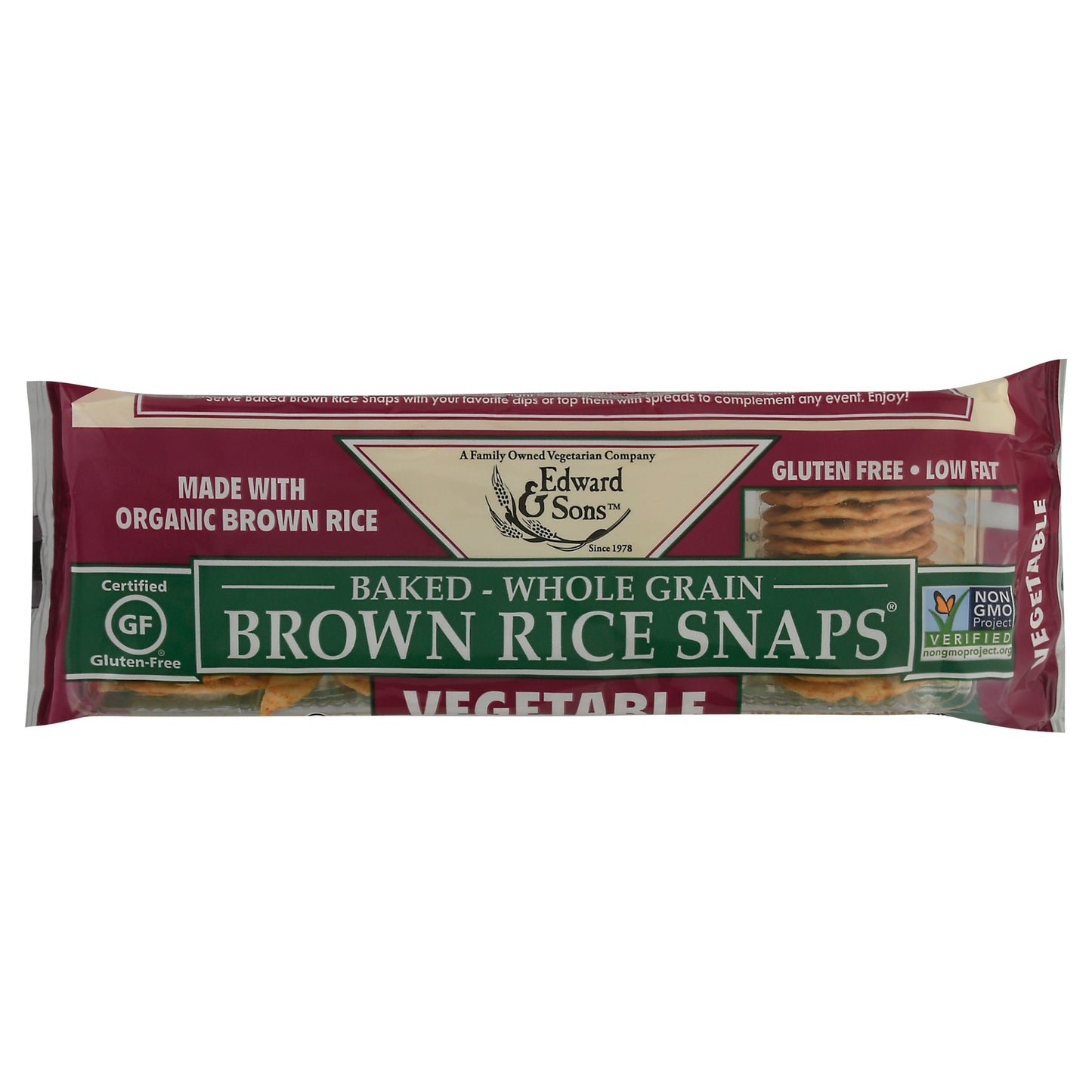 Edward & Sons Vegetable Brown Rice Snaps 3.5 oz Bag