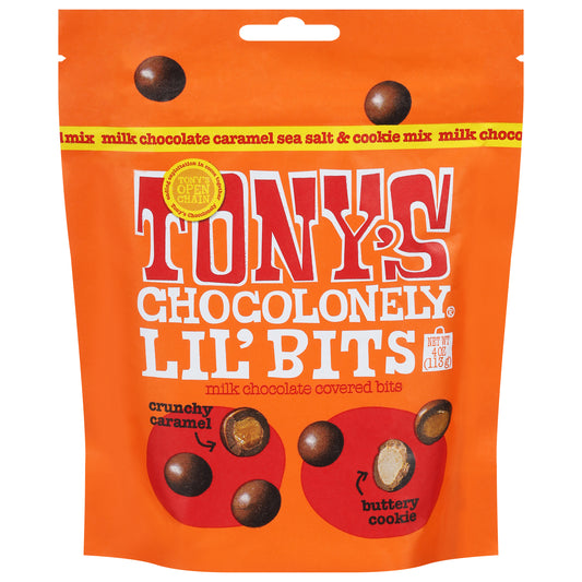 Tony's Chocolonely Milk Chocolate Caramel Sea Salt & Cookie Mix Lil' Bits 4 oz