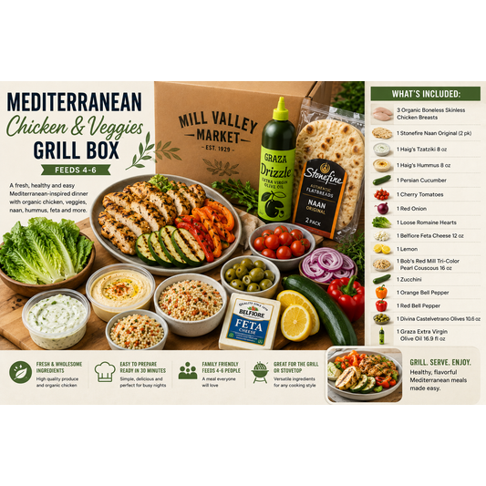 Organic Mediterranean Chicken and Veggies Grill Box - Feeds 4-6